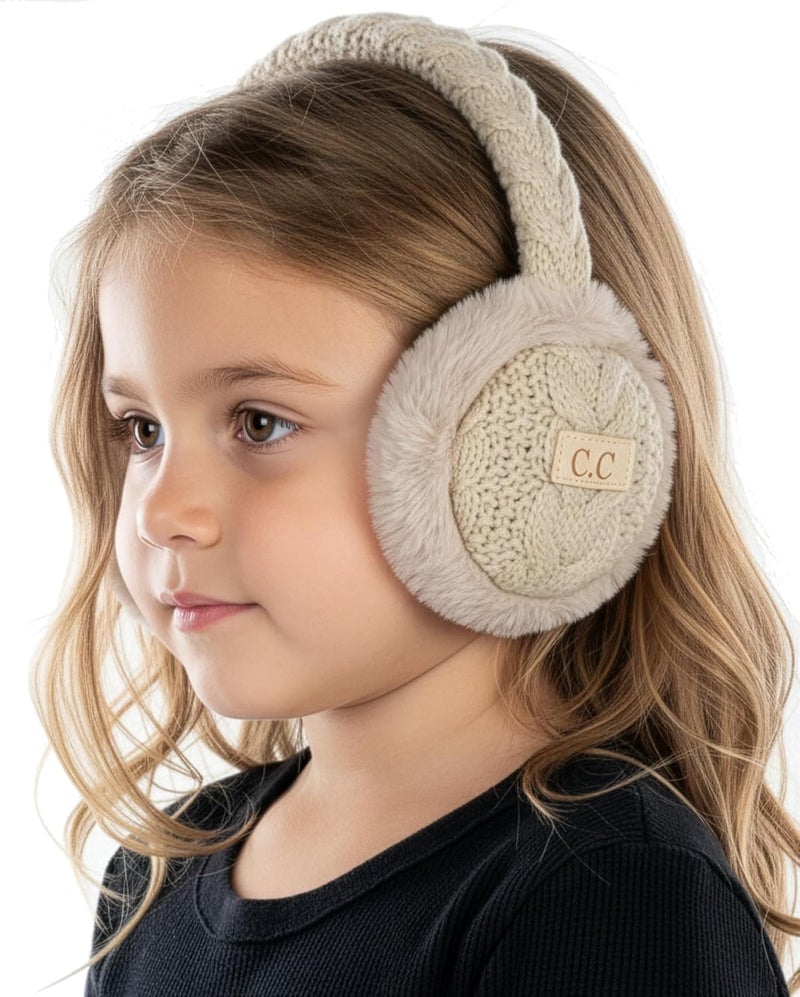 Funky Junque Winter Ear Muffs for Kids Girl Boy Fuzzy Cozy Warm Earmuffs Adjustable Cold Weather Ear Warmer Ages 4-12 - Image 1